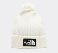 The North Face Logo Box Cuffed Beanie Hat - Beige - Size ONE SIZE