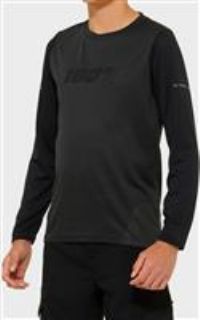 100% Ridecamp Youth Long Sleeve Jersey Black/Charcoal - M