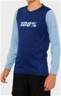 100% Ridecamp Youth Long Sleeve Jersey Navy/Slate - S