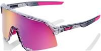 100% S3 Tokyo Nights Polished Grey Sunglasses With Purple Mirror Lens