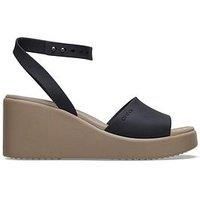 Crocs Women/'s Sandal, Brooklyn Ankle Strap Wedge, Black/Mushroom, 5 UK Women