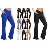 Women'S Crossover Flared Leggings In 8 Sizes And 10 Colours - Green