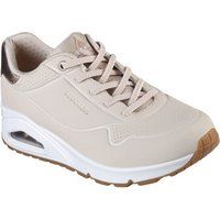 Skechers Women/'s Uno - Shimmer Away Sneaker, Natural, 4 UK