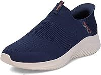 Skechers Mens Ultra Flex 3.0 Smooth Step Trainers, Navy Knit Trim, 7 UK