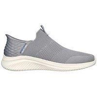 Skechers Men/'s Ultra Flex 3.0 Smooth Step Sneaker, Grey Knit Trim, 8 UK