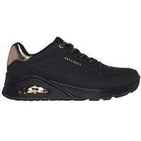 Skechers Women/'s Uno - Shimmer Away Sneaker, Black, 4 UK