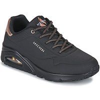 Skechers Women/'s Uno - Shimmer Away Sneaker, Black, 6 UK