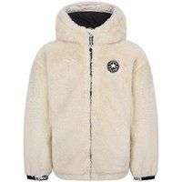 Converse Younger Girls Faux Fur Jacket - Off White