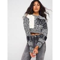 Moschino Jeans Logo Cropped Knitted Jumper - White