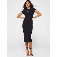 Moschino Jeans Fitted Logo Midi Dress - Black