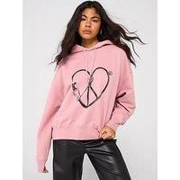 Moschino Jeans Heart Logo Hoodie - Pink
