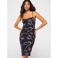 Moschino Jeans Mesh Mini Printed Cami Dress - Black