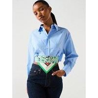 Moschino Jeans Striped Cotton Cropped Shirt - Blue