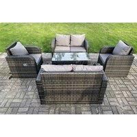 7 Seater Dark Grey Pe Wicker Rattan Garden Furniture Set