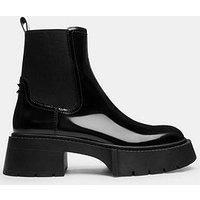 Coach Leah Platform Leather Chelsea Bootie - Black