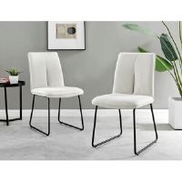 Canora Grey Eubanks Luxury Fabric Upholstered Dining Chair - Minimalist Modern Home Cream 88cm H X 47.5cm W X 45cm D