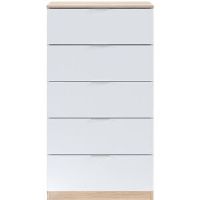 Ebern Designs Chest Of Drawers Mesquite, Weekly With 5 Drawers, Dresser For Bedroom, 60X40H110 Cm white/brown 110.0 H x 60.0 W x 40.0 D cm