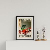 Happy Larry Retro Motor Racing Monaco GP 1934 44cm H X 32cm W
