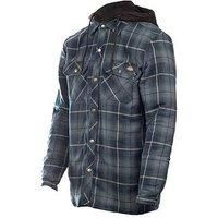Dickies, Men/'s, FLEECE HOODED FLANNEL SHIRT JACK RELAXED, NAVY STORM OMBRE PLAID, M