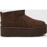 Ugg Womens Boots Classic Ultra Mini Platform Casual Slip-On Ankle Suede