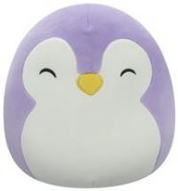 Squishmallows SQCR05397 7.5-Inch-Elle The Purple Penguin with Closed Eyes and White Belly, Multicolour