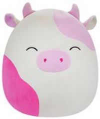 Squishmallows SQCR05470 16-Inch-Caedyn The Pink Spotted Cow with Closed Eyes, Multicolour