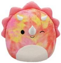 Squishmallows SQCR05478 16-Inch-Trinity The Winking Pink Tie-Dye Triceratops with Fuzzy Belly, Multicolour