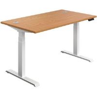 Wayfair Basics™ Bouton Height Adjustable Standing Desk Oak/White 65cm H x 180cm W x 80cm D