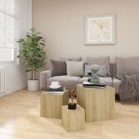 17 Stories Gobind 3 Piece Nest of Tables Sonoma Oak/Sonoma Oak 45cm H X 45cm W X 45cm D