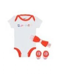 NIKE 3 Piece Infant Baby Set baby grow, booties and headband Baby girl White pink orange 6-12 months