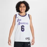 LeBron James Los Angeles Lakers City Edition Older Kids' Nike Dri-FIT NBA Swingman Jersey - White - Polyester