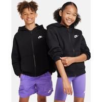 NIKE FD3004-010 K NSW CLUB FLC HD FZ LS LBR Sweatshirt Unisex BLACK/WHITE Size XS