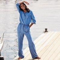 Lands' End Women's Plus Lightweight TENCEL Wide Leg Trousers in Indigo | Size: 10