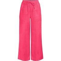 Petite Cropped Wide Leg Pull-on Linen Trousers