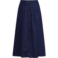 Petite Button-Front Linen Midi Skirt