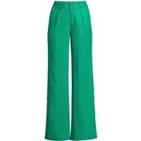 Petite Wide Leg Pleated Linen Trousers