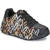 Skechers Uno Lite Metallic Love Sneaker, Black/Gold, 3 UK