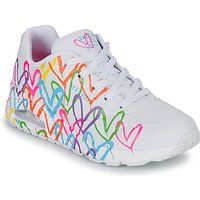 Skechers Women/'s UNO Highlight Love Sneaker, White and Multi Heart Print Duraleather/WHI, 3 UK