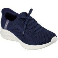 Skechers Ultra Flex 3.0 Tonal Stretch Knit Fixed Laced Slip-Ins - Navy Knit/Mint Trim