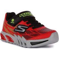 Skechers Flex Glow Elite Webbed Light Overlay Kids Trainer Black Red UK 5 - 13