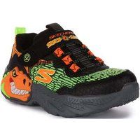Skechers 400615L BKOR Sneaker, Black Synthetic/Orange & Green Textile/Tr, 2 UK