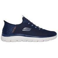 Skechers Men/'s Wide Fit Hands-Free Slip-ins Summits HIGH Range Sneaker, Navy Mesh/Trim, 12 UK