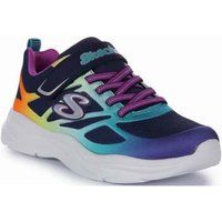 Skechers Power Jams Satin Overlay Mesh Trainer Girls Shoes Navy Multi UK 1 - 13