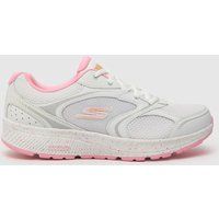 Skechers Women/'s GO Run CONSISTENT Vivid Horizon Sneaker, White Leather/Pink Trim, 3 UK