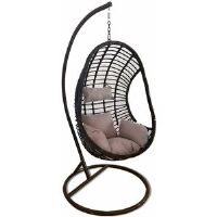 Bloomsbury Market Fernville Swing Chair with Stand Grey/Brown 195cm H X 74cm W X 68cm L