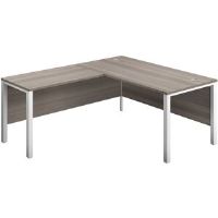 Wayfair Basics™ Buariki L-Shape Executive Desks Grey Oak/White 73cm H x 160cm W x 180cm D