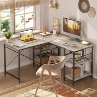 Borough Wharf Thielsen L-Shape Computer Desk  - gray - Size: 74.0 H x 140.0 W x 140.0 D cm