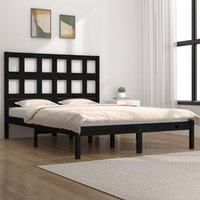 Bed Frame Black Solid Wood Pine 150x200 cm King Size
