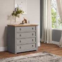 Brambly Cottage Bridewell 4 Drawer 80Cm W Chest of Drawers Grey 73cm H X 80cm W X 41cm D