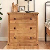 Brambly Cottage Bridewell 3 Drawer 83Cm W Chest of Drawers Antique Wax 85cm H X 83cm W X 38cm D